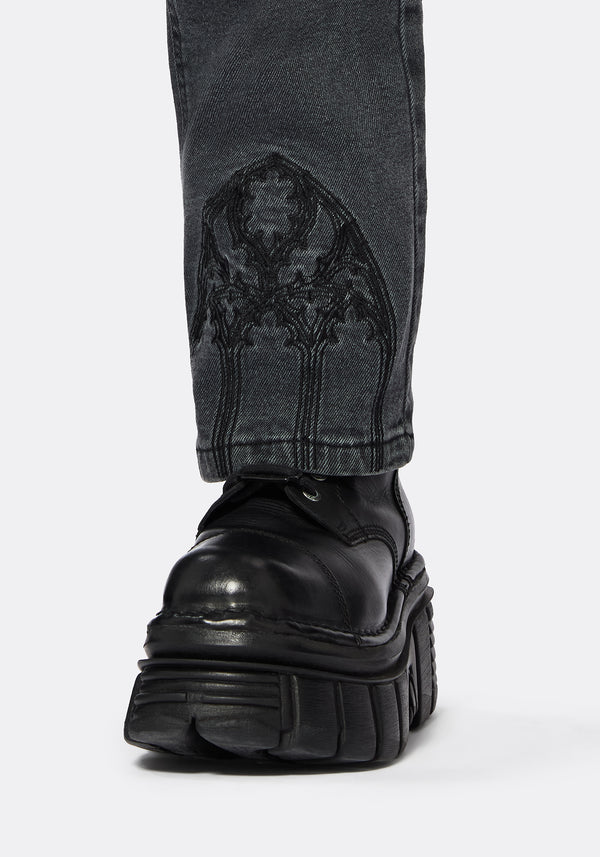 Occult Embroidered Straight Leg Jeans