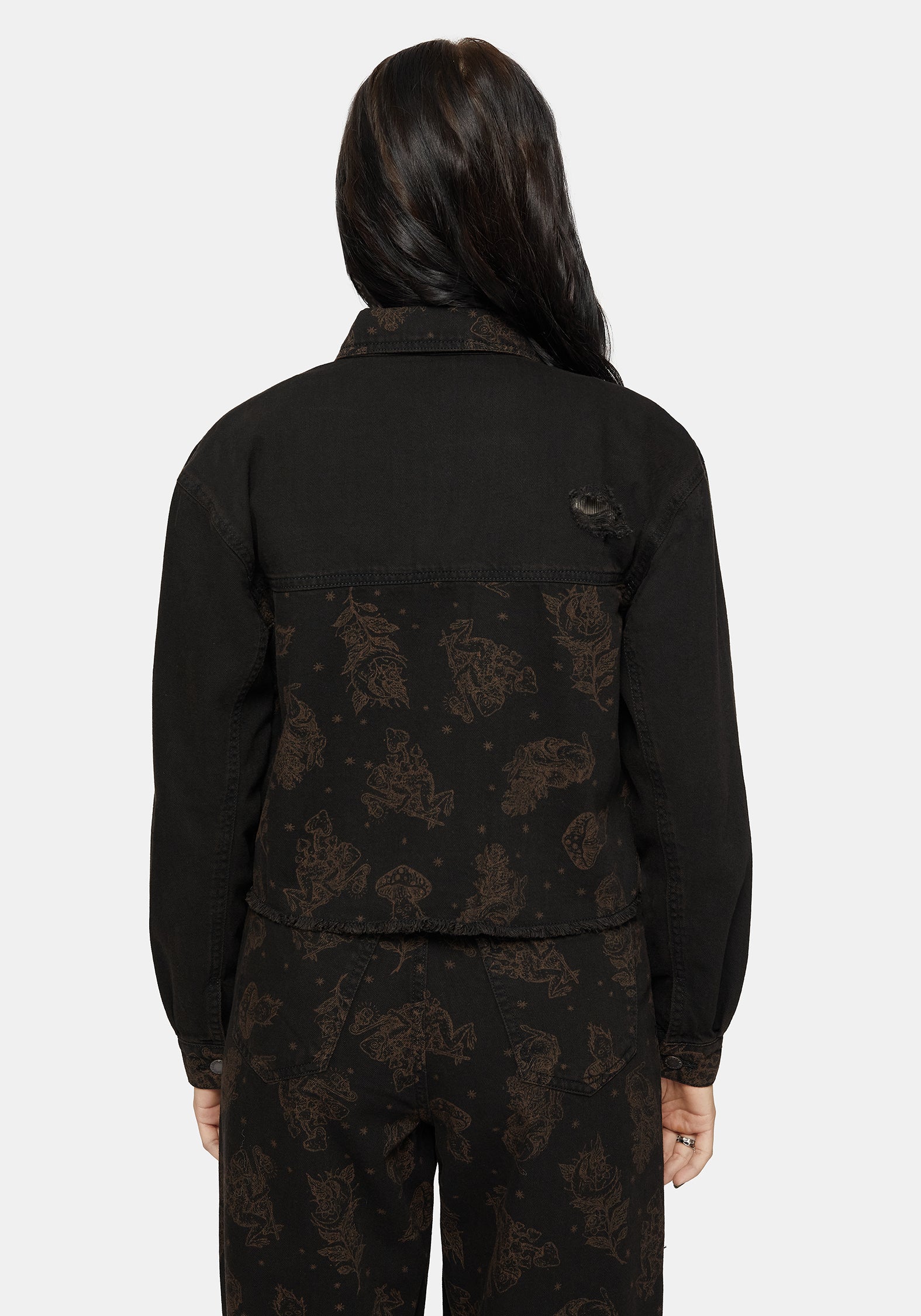 Hexborn Baba Yaga Printed Spliced Denim Jacket