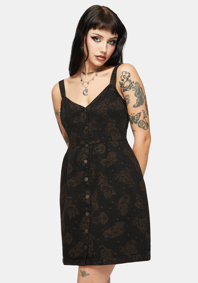 Hexborn Baba Yaga Printed Denim Mini Dress – Disturbia
