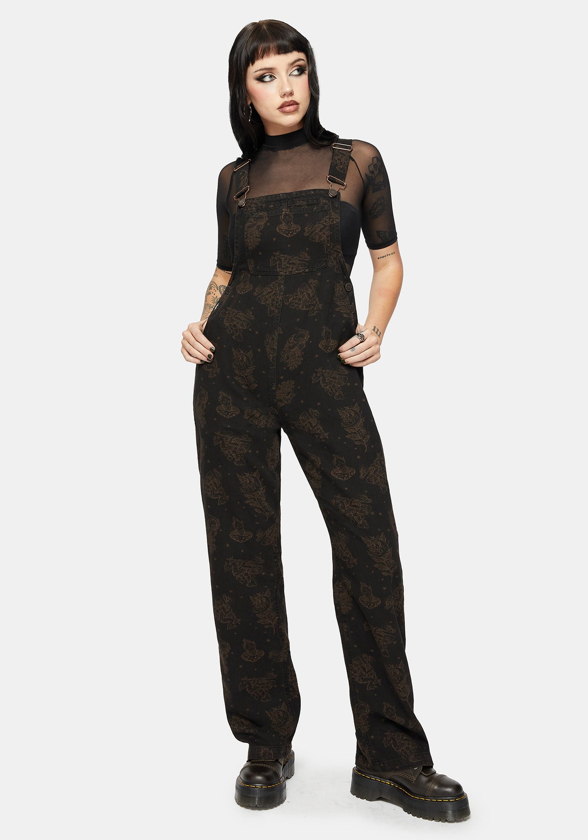 Hexborn Baba Yaga Printed Denim Dungarees