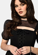 Miranda Puff Sleeve Lace Up Mini Dress