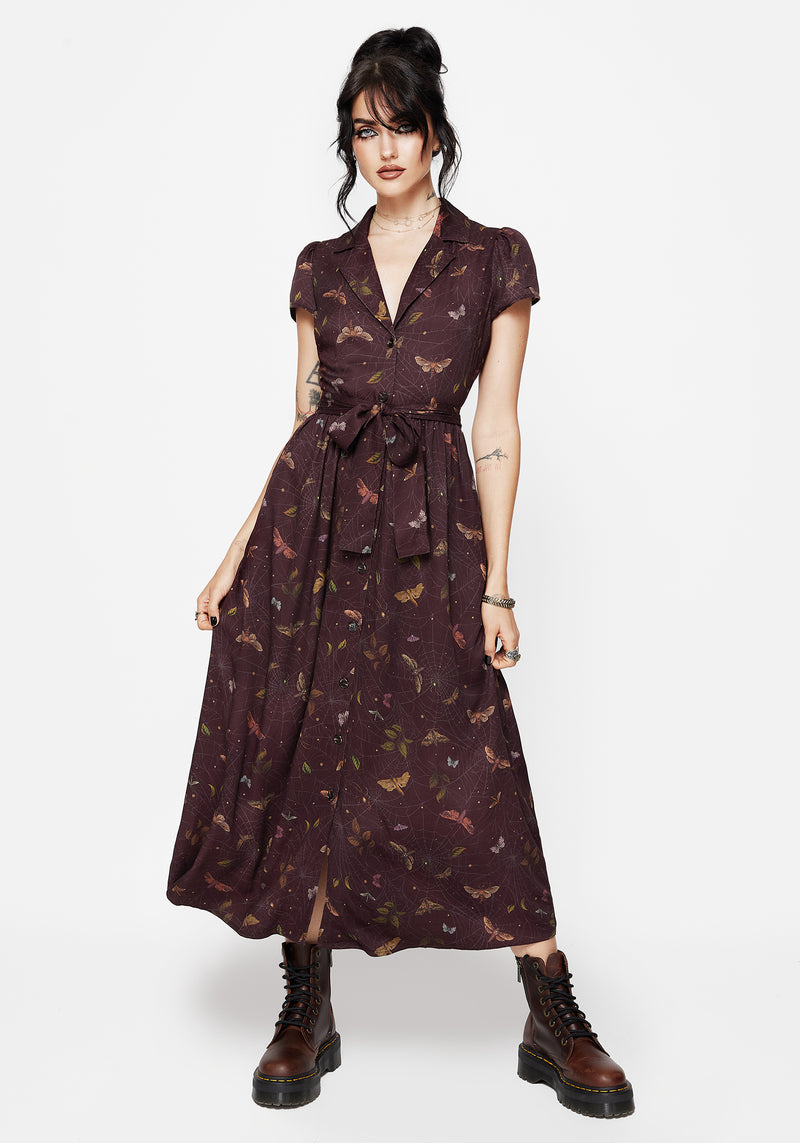 Celia Moth Printed Midaxi Shirt Dress