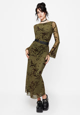 Jael Flocked Devoré Midi Dress