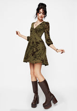 Jael Flocked Devoré Smock Mini Dress