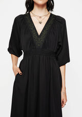 Veil Floral Embroidered Batwing Midaxi Dress