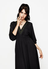Veil Floral Embroidered Batwing Midaxi Dress