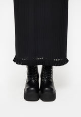 Mourning Ruffle Detail Mesh Short Sleeve Maxi Dress