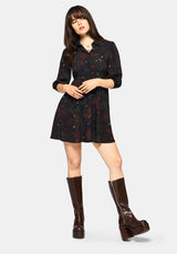 Phoenix Dragon Printed Mini Shirt Dress