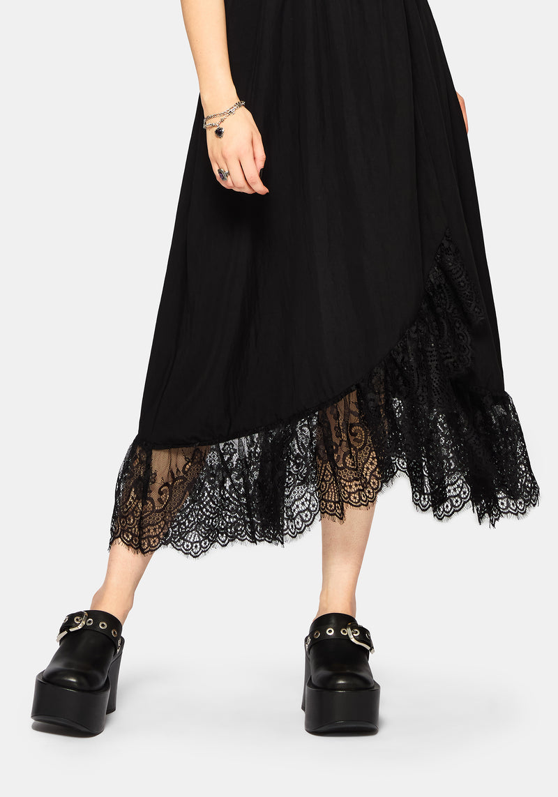 Sorelle Lace Hem Wrap Midaxi Dress