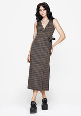 Allure Check Sleeveless Midaxi Wrap Dress