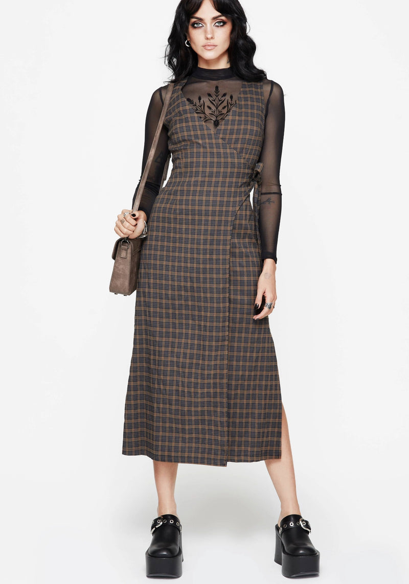 Allure Check Sleeveless Midaxi Wrap Dress