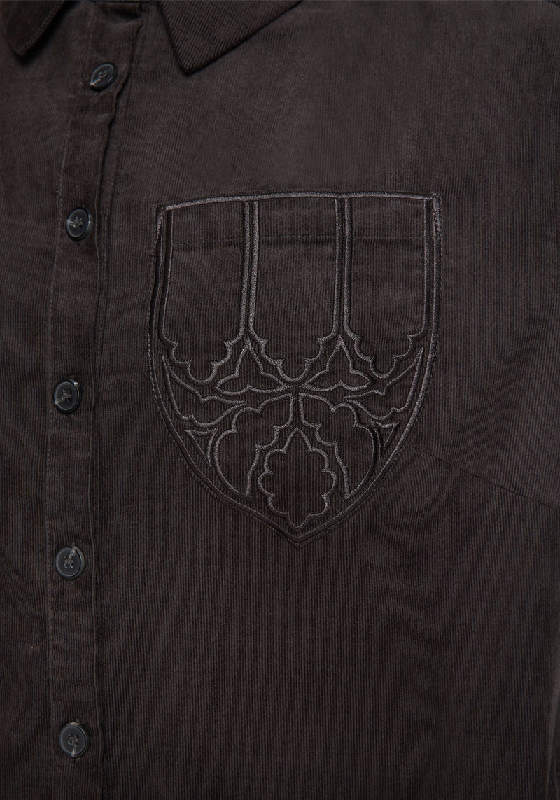 Axis Cotton Pocket Embroidered Mini Shirt Dress