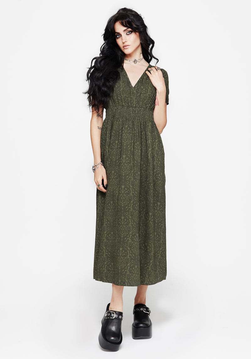 Francesca Dragon Printed Wrap Over Midaxi Dress