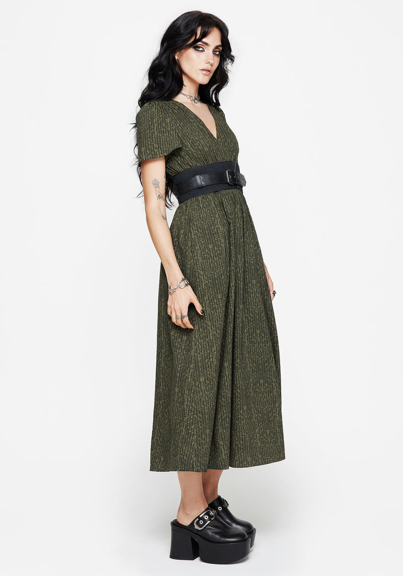 Francesca Dragon Printed Wrap Over Midaxi Dress