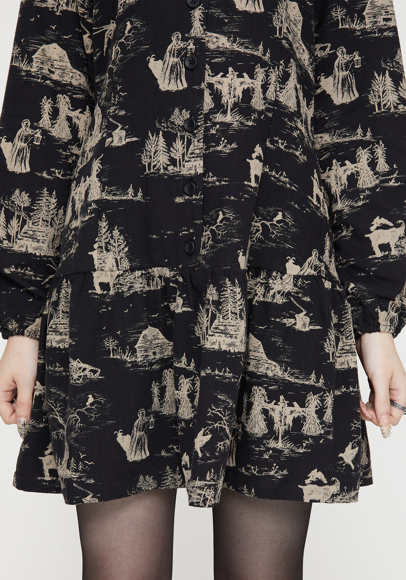 Lacelle Cotton Button Up Long Sleeve Mini Dress