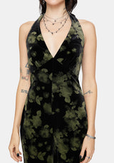 Luceria Velour Halter Neck Jumpsuit
