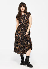 Luthien Crinkle Printed Button Up Midi Dress