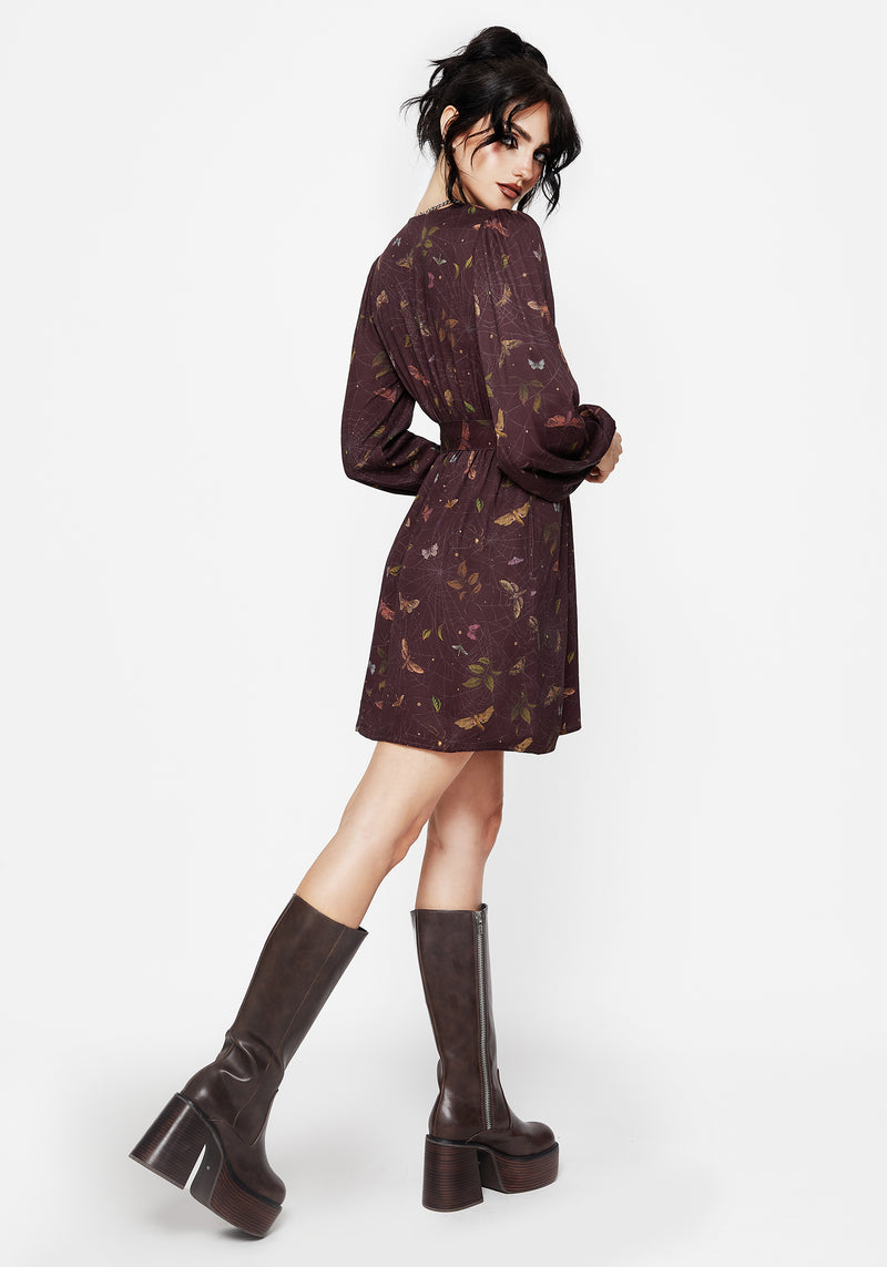 Celia Moth Printed Mini Wrap Dress