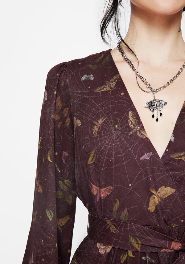 Celia Moth Printed Mini Wrap Dress