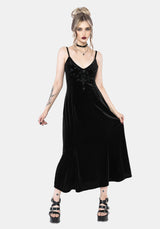 Opia Cami Beaded Embroidered Velour Midaxi Dress