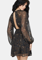 Astralis Floral Stripe Puff Sleeve Mini Dress