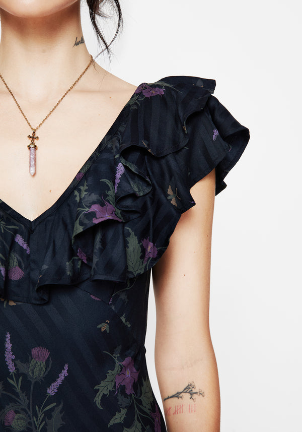 Cassandra Printed Angel Sleeve Maxi Dress