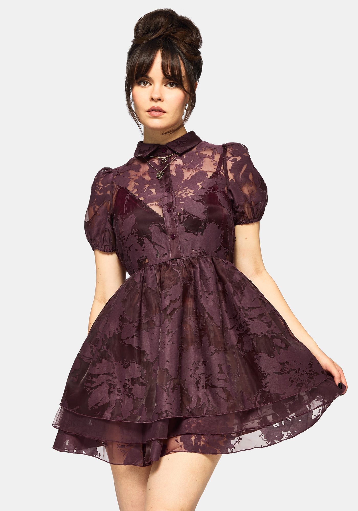princess polly baby blue dress NO48 Burgundy Ruffle Collar Detail Off-the-Shoulder Draped Woven Fabric  Maxi Length Flared Evening Dress- Trendyol main image 1