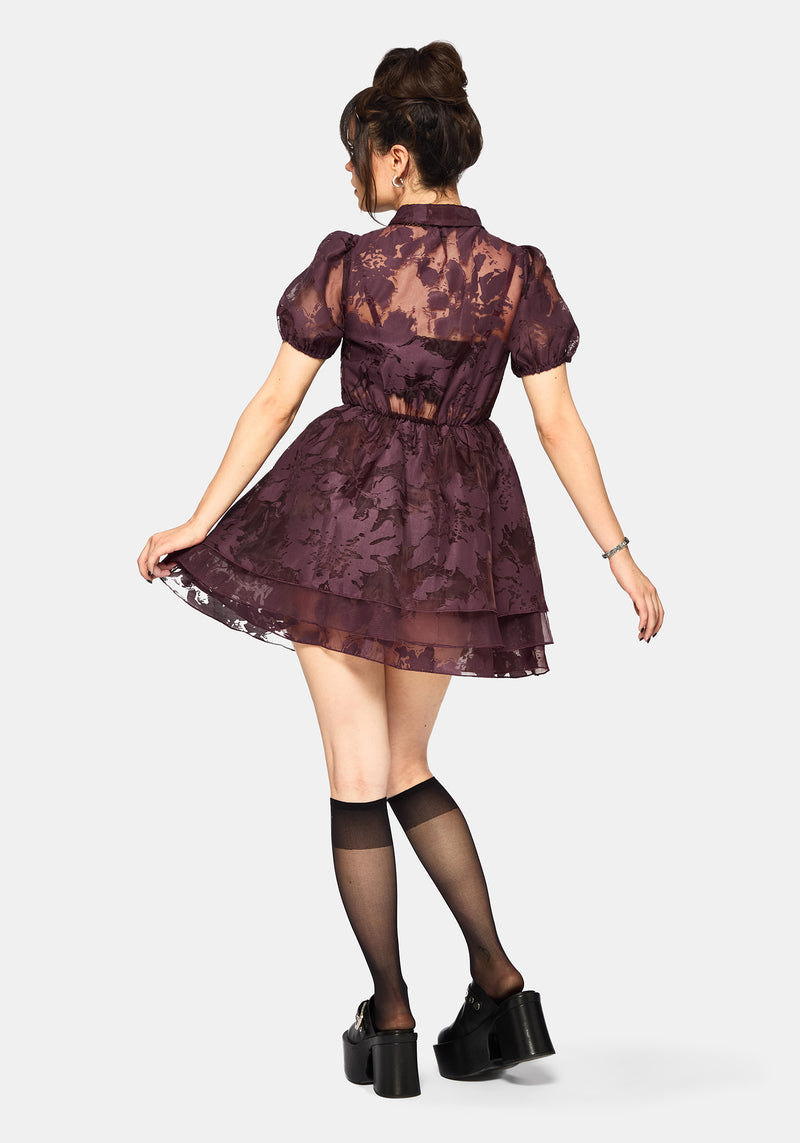 Spectre Layered Mini Shirt Dress - Burgundy Disturbia Spectre Layered Mini Shirt Dress - Burgundy Disturbia