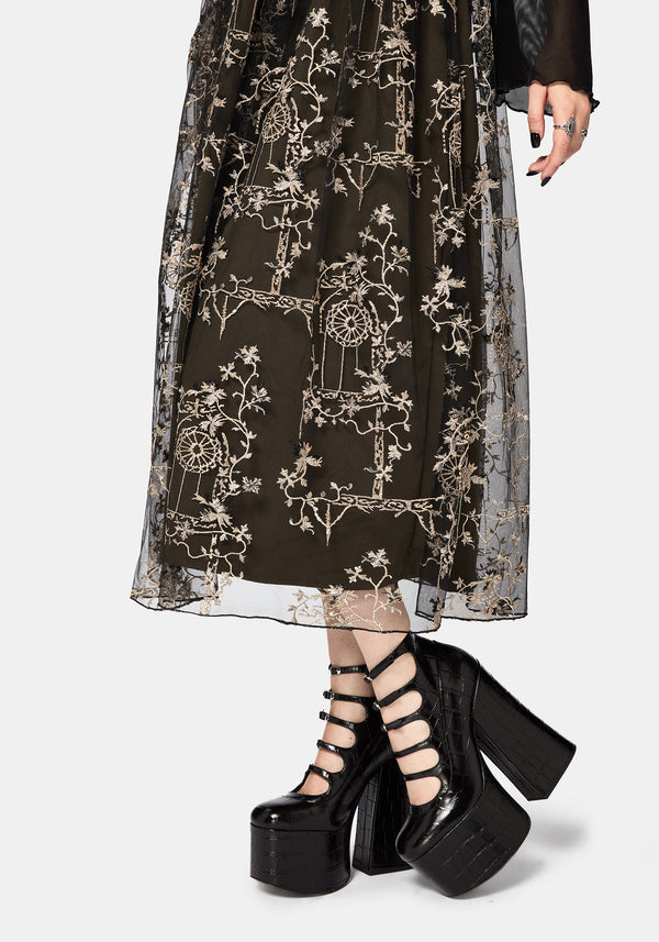Stellar Vine Embroidery Midaxi Dress