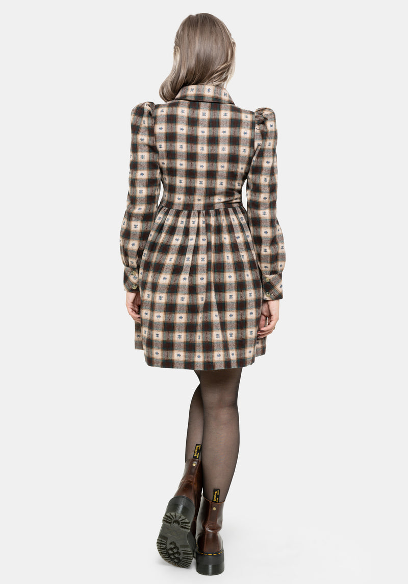 Emily Cotton Check Mini Shirt Dress