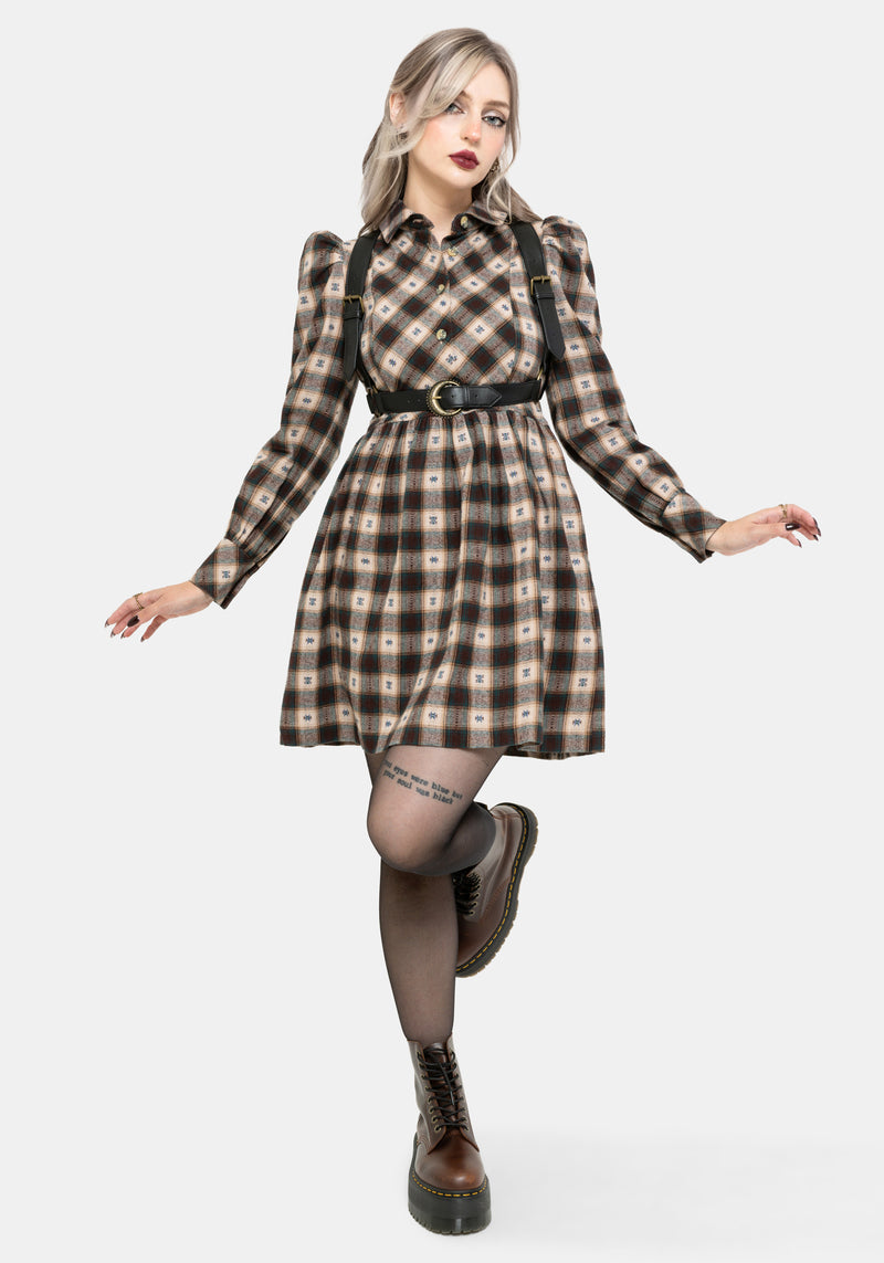 Emily Cotton Check Mini Shirt Dress