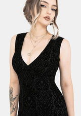 Disrupt Dragon Flocked Mesh Sleeveless Midi Dress