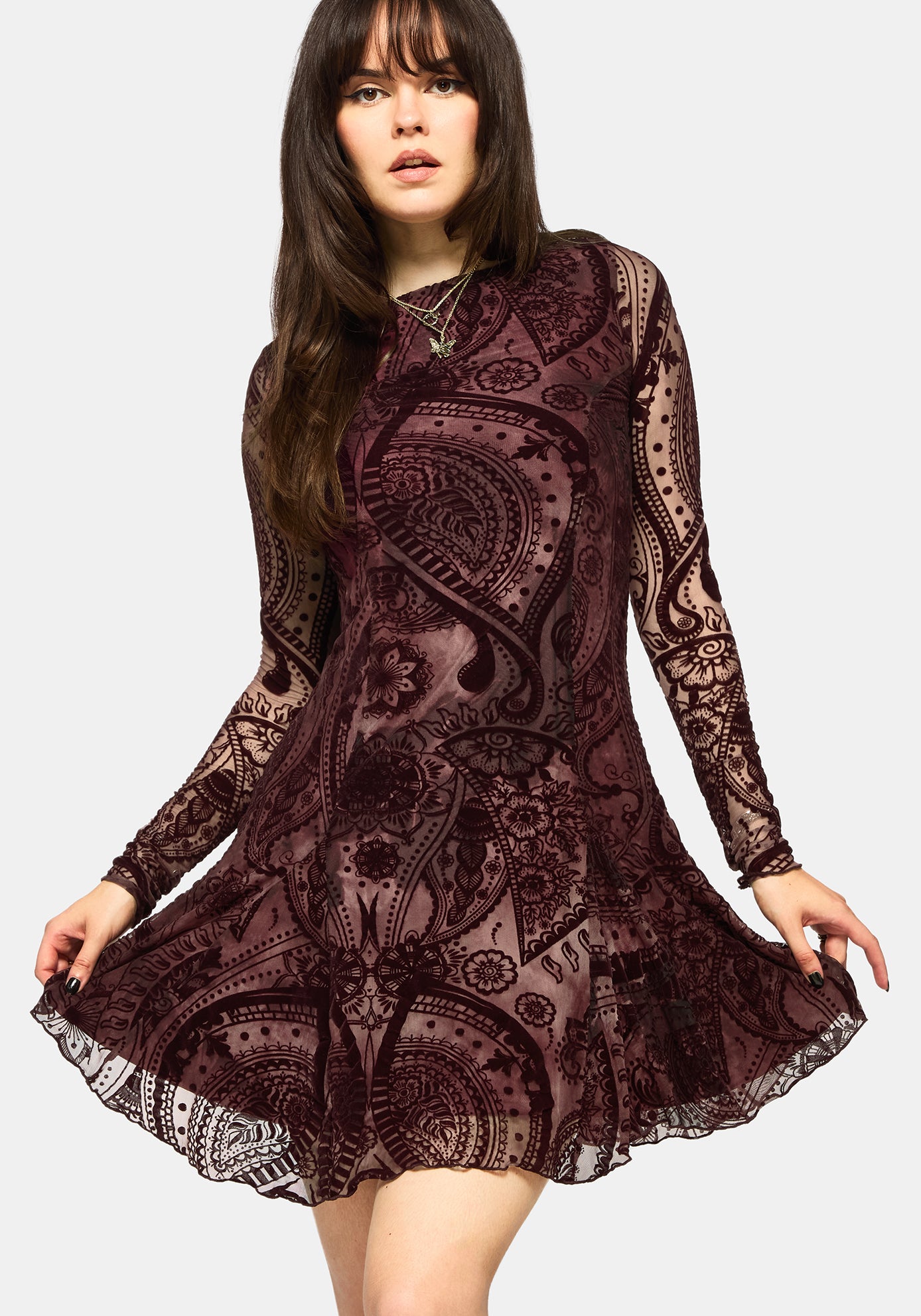 Printed Godet Dress