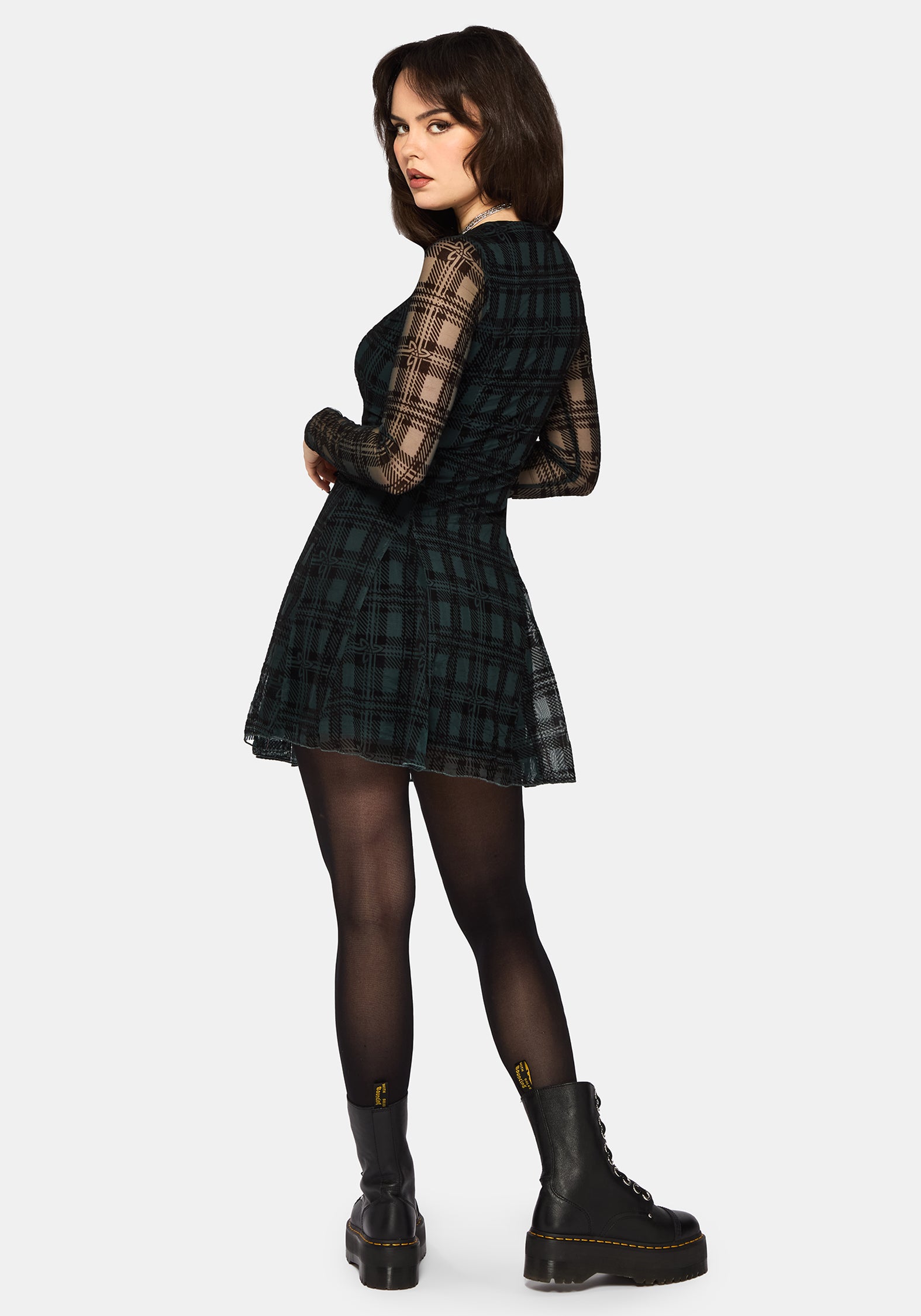 Vesica Flocked Witches Knot Godet Mini Dress UK 10