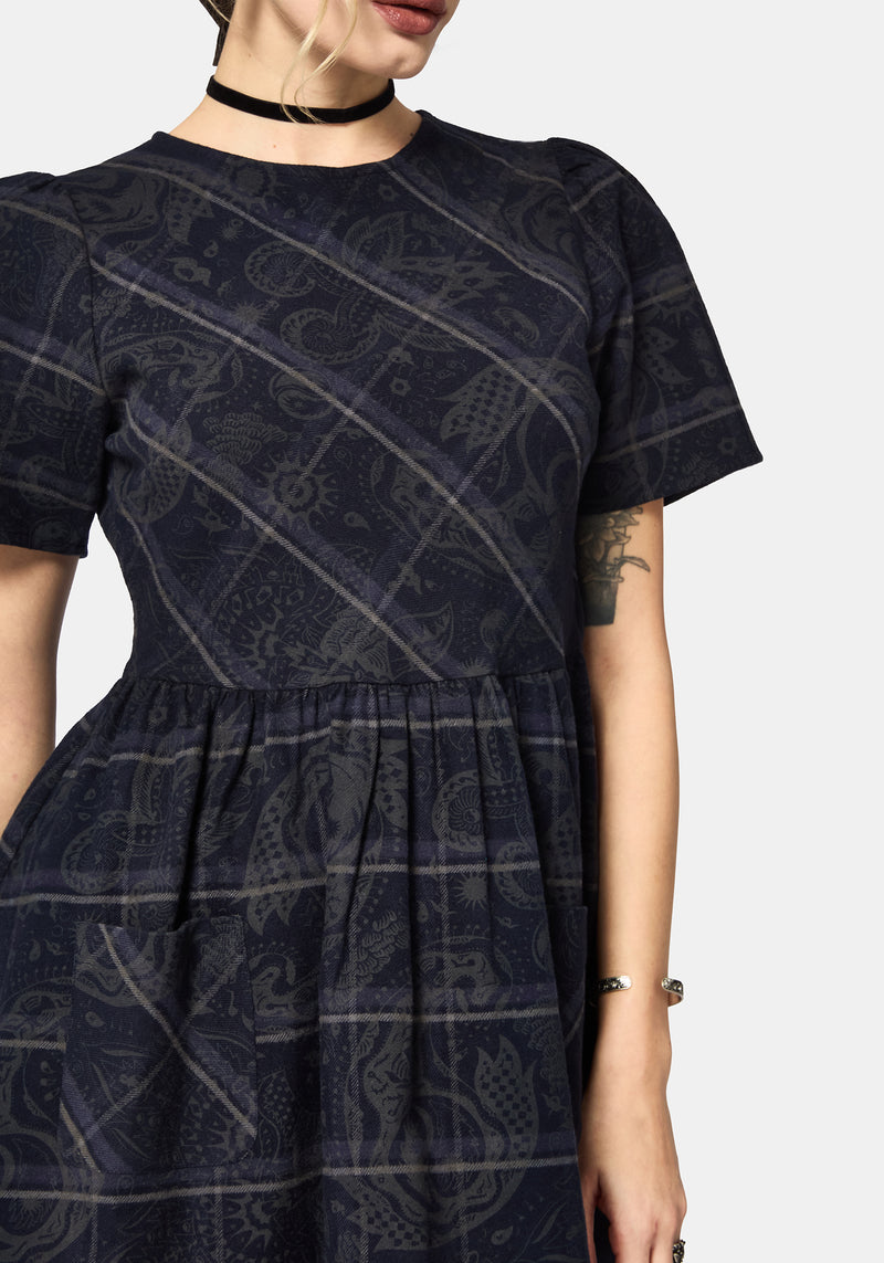 Plaith Blue Check Mini Smock Dress  Disturbia