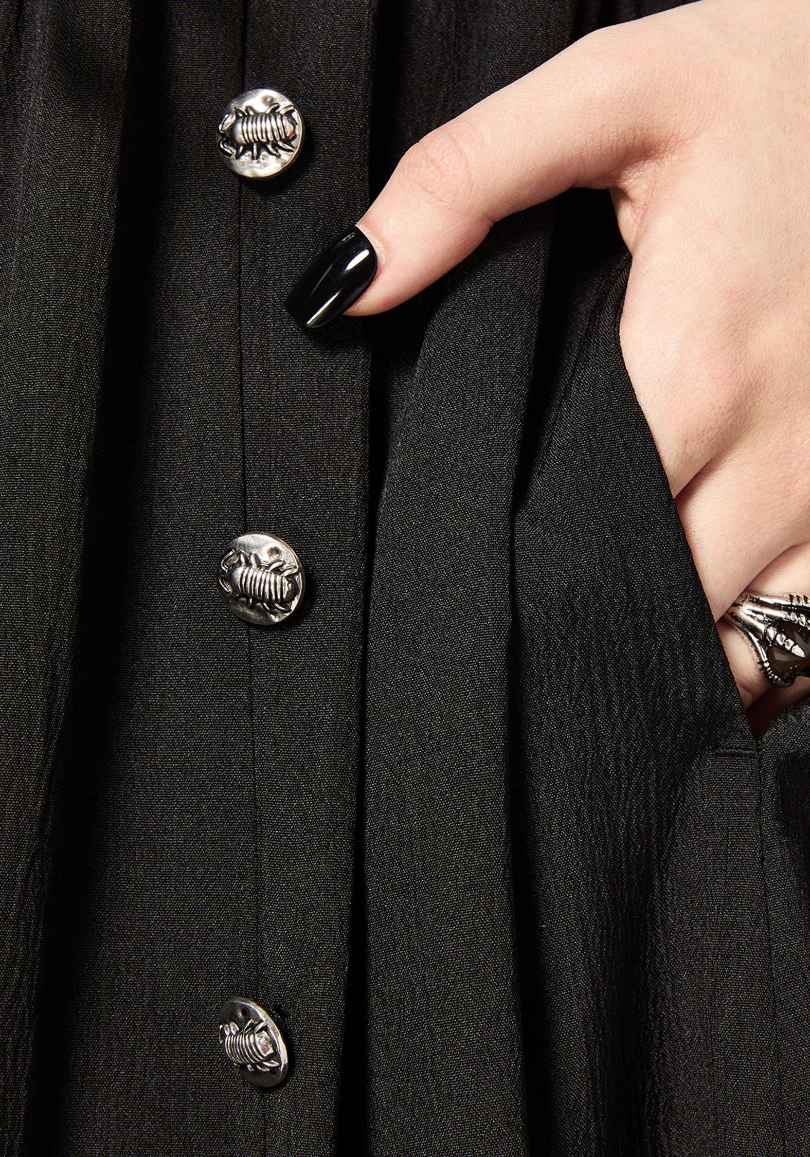 Brae Wrap Puff Sleeve Centipede Button Midaxi Dress