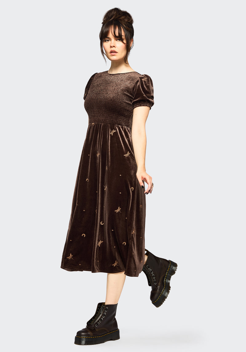 herlipto Embroidered Velour Midi Dress Her lip to ハーリップトゥ