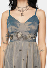 Whim Dragon Embroidered Tulle Midaxi Dress