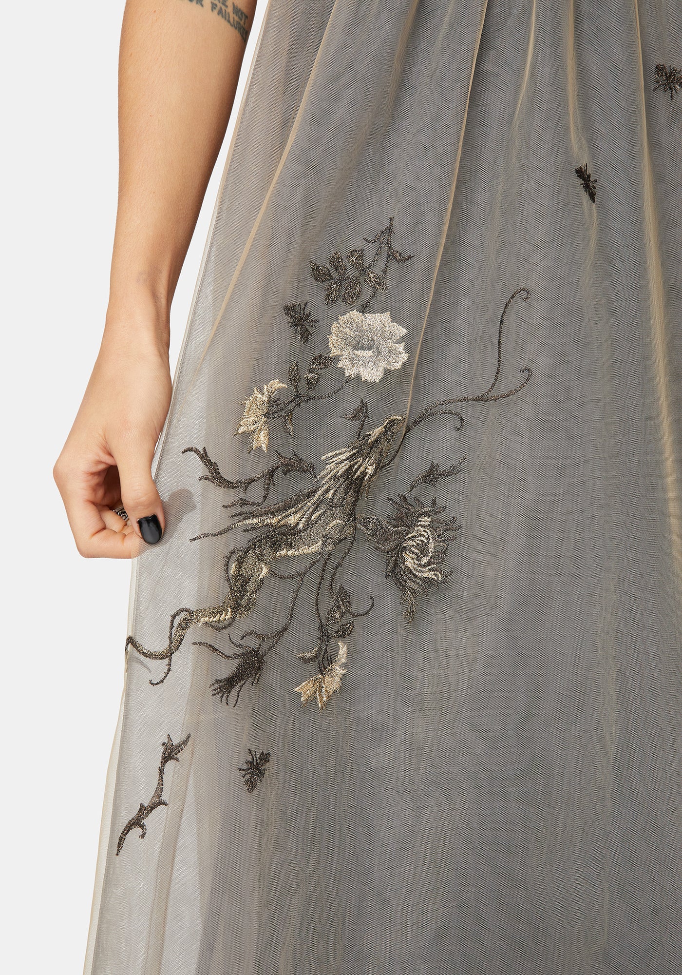 Whim Dragon Embroidered Tulle Midaxi Dress  Disturbia