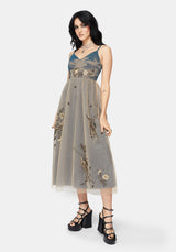 Whim Dragon Embroidered Tulle Midaxi Dress