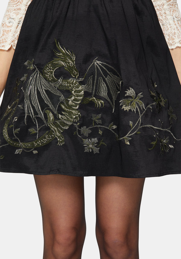 Muse Dragon Embroidery Strapless Mini Dress