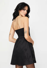 Muse Dragon Embroidery Strapless Mini Dress