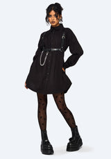 Incantation Cotton Blend Smocked Mini Shirt Dress