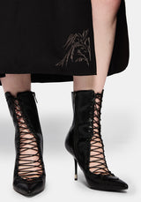 Aubrey Crow Skull Embroidered Twist Front Midi Dress