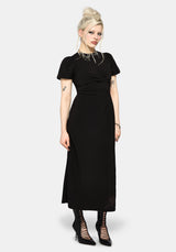Aubrey Crow Skull Embroidered Twist Front Midi Dress