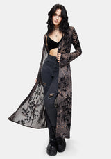 Monroe Flocked Mesh Long Sleeve Midaxi Overdress UK 10