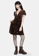 Seraphine Dragonfly Embroidered Velour Mini Dress