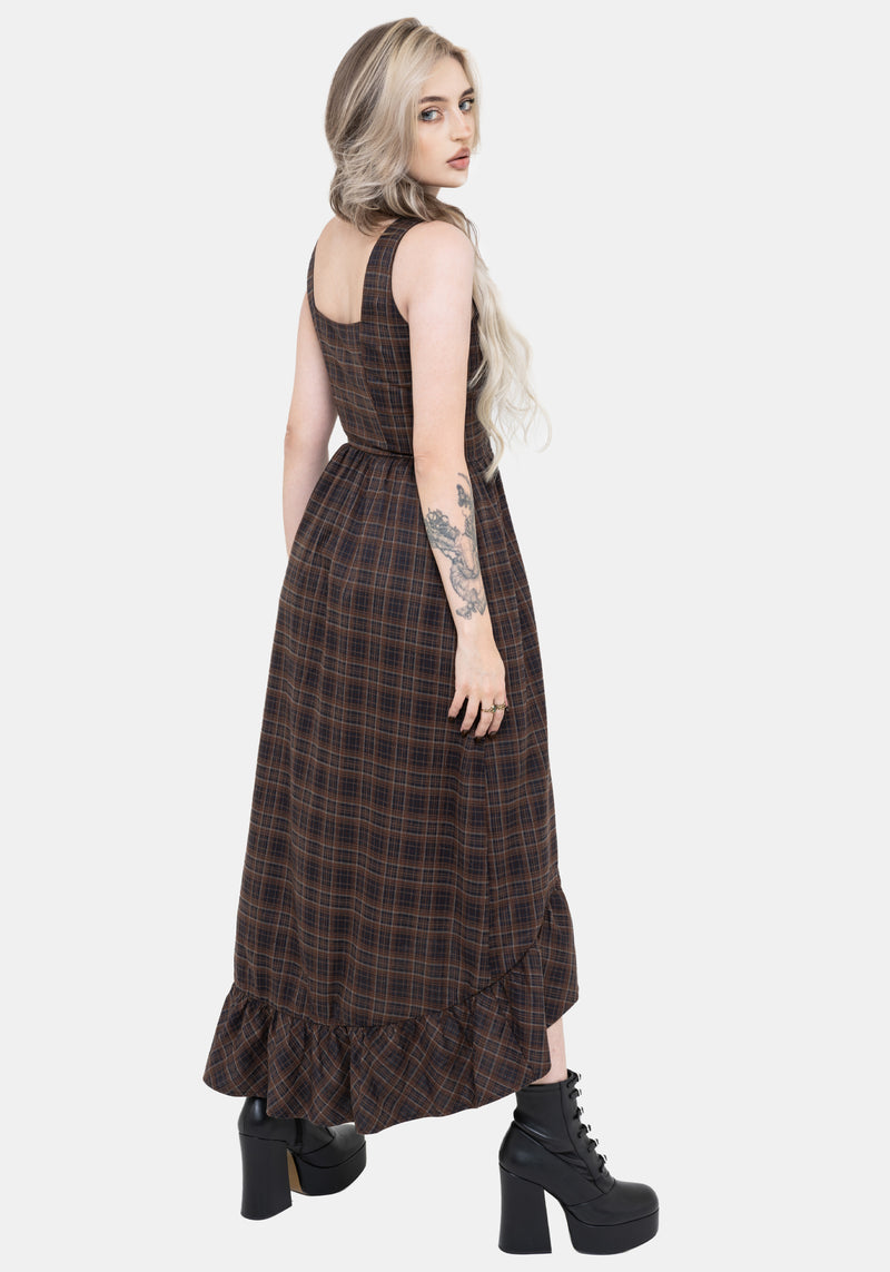 Embla Check High Low Midaxi Dress