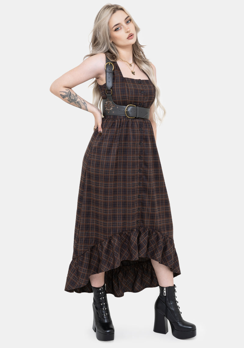 Embla Check High Low Midaxi Dress
