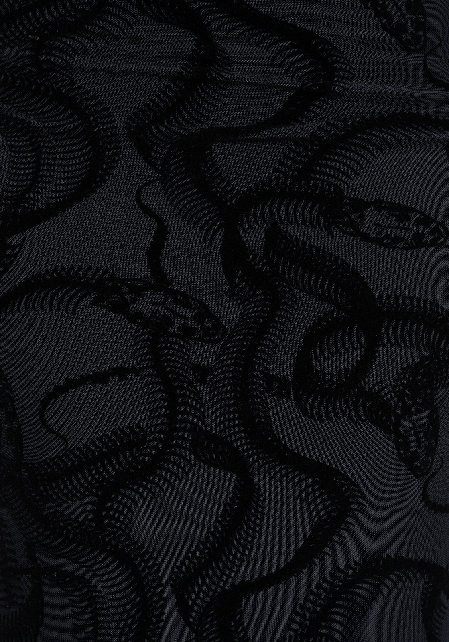 Paleo Flocked Mesh Skeletal Snake Long Sleeve Midaxi Dress